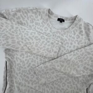 Rails Marlo Grey Jaguar Leopard Print Crewneck Sweatshirt Side‎ Zips Small